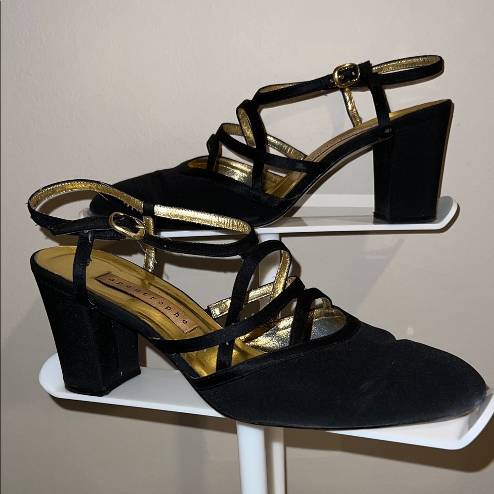 Apostrophe Black Strappy Heels